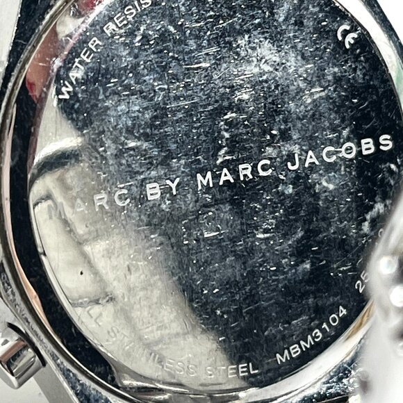 MARC JACOBS MBM3104 Stainless Steel Crystal Bezel Chronograph Watch Silver AS IS - Picture 11 of 13